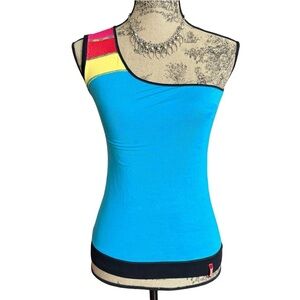 Y2K Miss Sixty Blue One-Shoulder Tank Top Size S